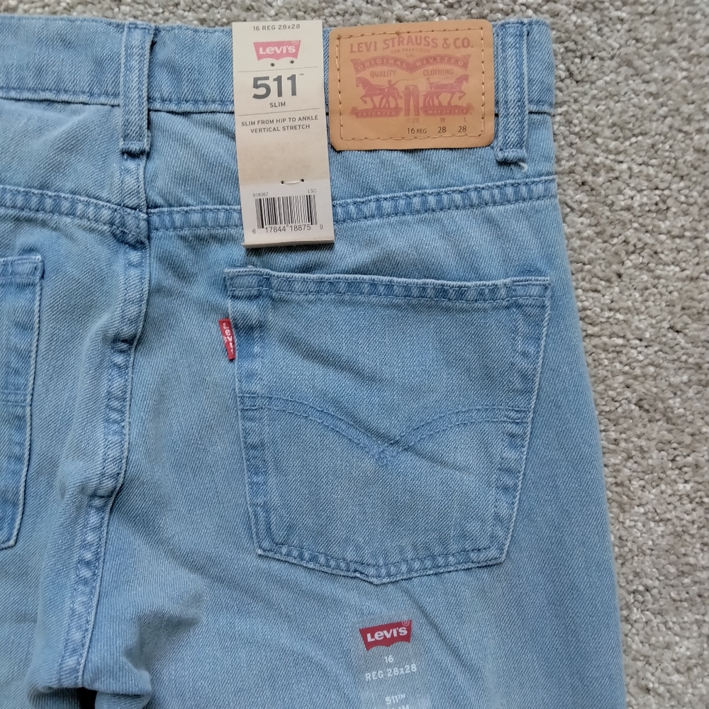 NWT 16 Reg Levi's 511 Slim Stretch Light Wash Jeans - Picture 4 of 11